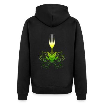 Fourchette poussant à partir de légumes, devenez végétalien - Veste à capuche bio Premium Unisexe - noir - Dos - Nico (187cm)