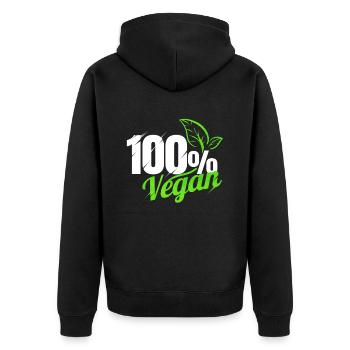 Vegetarian Logo For People Who Are 100 Per Cent - Unisex Premium Organic Zip Hoodie - black - Back - Nico (187cm)