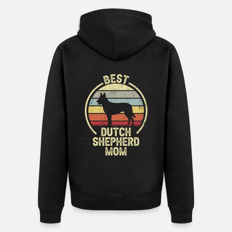 Dog Mom - Berger hollandais - Veste à capuche bio Premium Unisexe - noir