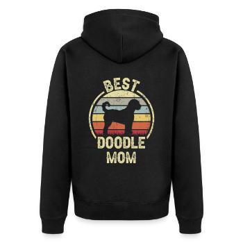 Hund Mom - Doodle - Unisex Premium Bio Zip Hoodie - Schwarz - Hinten - Nico (187cm)