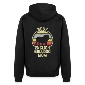 Dog Mother - Bouledogue anglais - Veste à capuche bio Premium Unisexe - noir - Dos - Nico (187cm)