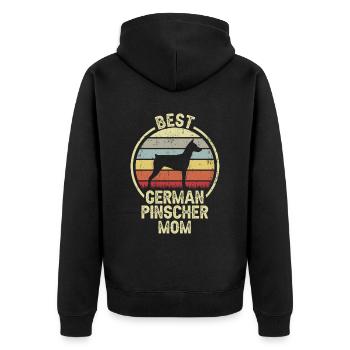 Dog mother - German Pinscher - Unisex Premium Organic Zip Hoodie - black - Back - Nico (187cm)