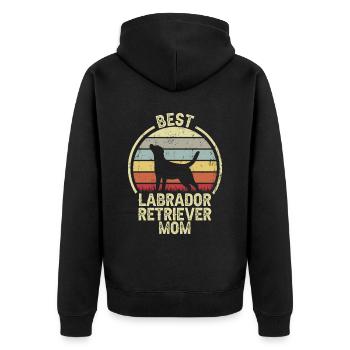 Hund Mom - Labrador Retriever - Unisex Premium Bio Zip Hoodie - Schwarz - Hinten - Nico (187cm)