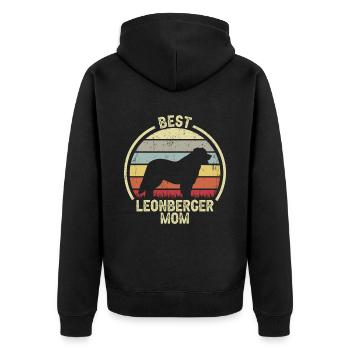Hund Mom - Leonberger - Unisex Premium Bio Zip Hoodie - Schwarz - Hinten - Nico (187cm)