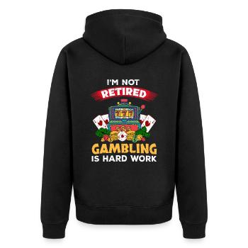 Casino Gambling Slot Machine Card Game - Unisex Premium Organic Zip Hoodie - black - Back - Nico (187cm)