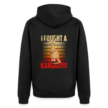 Je me suis battu avec un kangourou animal kangourou kangourou - Veste à capuche bio Premium Unisexe - noir - Dos - Nico (187cm)