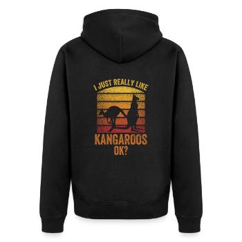 I just like kangaroos very much kangaroo animal - Unisex Premium Organic Zip Hoodie - black - Back - Nico (187cm)