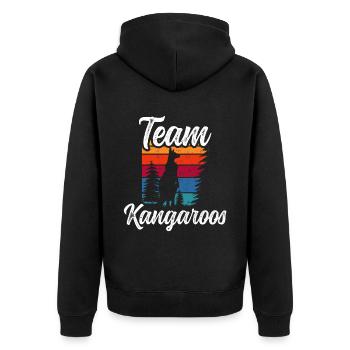 Team Kangaroos Australia Kangaroo Animal Lovers - Unisex Premium Organic Zip Hoodie - black - Back - Nico (187cm)