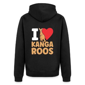 I love kangaroos lover kangaroo animal - Unisex Premium Organic Zip Hoodie - black - Back - Nico (187cm)