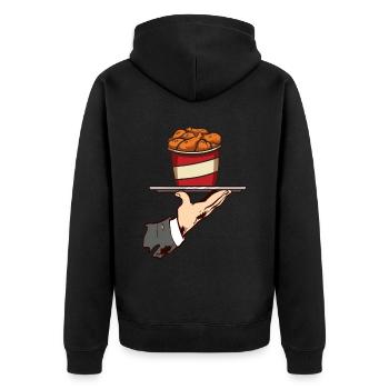 Fried Chicken Fast Food - Unisex Premium Bio Zip Hoodie - Schwarz - Hinten - Nico (187cm)