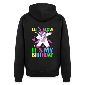 Licorne d’anniversaire - Veste à capuche bio Premium Unisexe - noir - Dos - Nico (187cm)