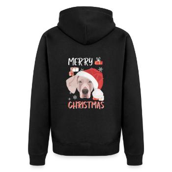 Weimaraner Frohe Weihnachten - Unisex Premium Bio Zip Hoodie - Schwarz - Hinten - Nico (187cm)