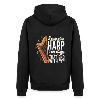 Harp harp player - Unisex Premium Organic Zip Hoodie - black - Back - Nico (187cm)