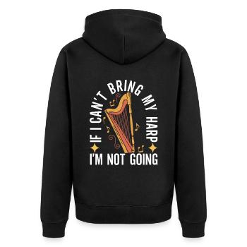 Harp harp player - Unisex Premium Organic Zip Hoodie - black - Back - Nico (187cm)