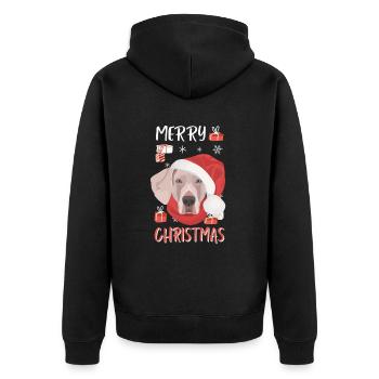 Weimaraner Frohe Weihnachten - Unisex Premium Bio Zip Hoodie - Schwarz - Hinten - Nico (187cm)