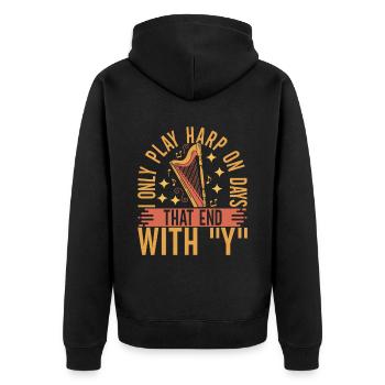 Harp harp player - Unisex Premium Organic Zip Hoodie - black - Back - Nico (187cm)