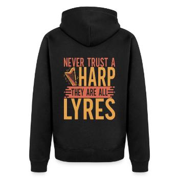 Harp harp player - Unisex Premium Organic Zip Hoodie - black - Back - Nico (187cm)