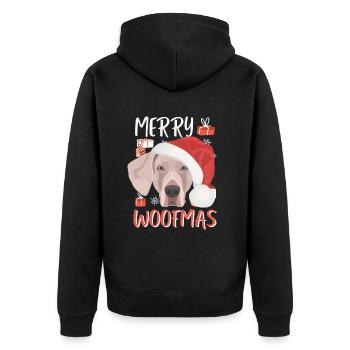 Weimaraner Frohe Weihnachten - Unisex Premium Bio Zip Hoodie - Schwarz - Hinten - Nico (187cm)