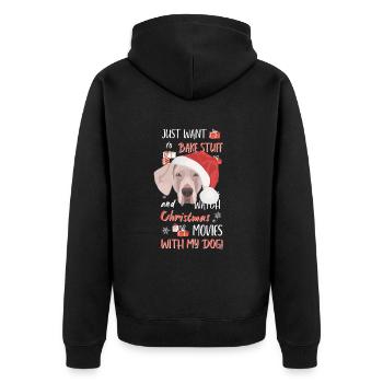 Weimaraner Frohe Weihnachten - Unisex Premium Bio Zip Hoodie - Schwarz - Hinten - Nico (187cm)