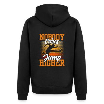 Personne ne s’en soucie Saut plus haut Saut en hauteur - Veste à capuche bio Premium Unisexe - noir - Dos - Nico (187cm)