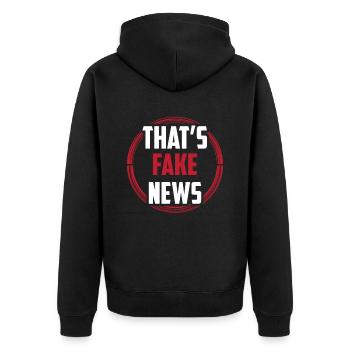 Das Sind Fake News Pressefreiheit Presserecht - Unisex Premium Bio Zip Hoodie - Schwarz - Hinten - Nico (187cm)