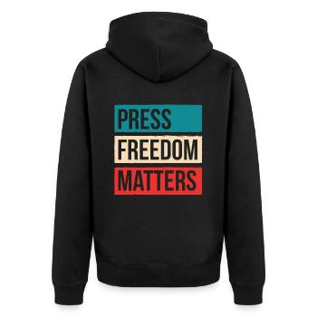La liberté de la presse est importante - Veste à capuche bio Premium Unisexe - noir - Dos - Nico (187cm)