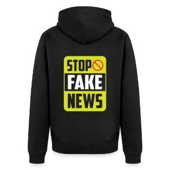Halte aux fake news Liberté de la presse Droit de la presse - Veste à capuche bio Premium Unisexe - noir - Dos - Nico (187cm)