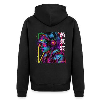 Cyberpop Girl Urban Japanese Streetwear Esthétique - Veste à capuche bio Premium Unisexe - noir - Dos - Nico (187cm)