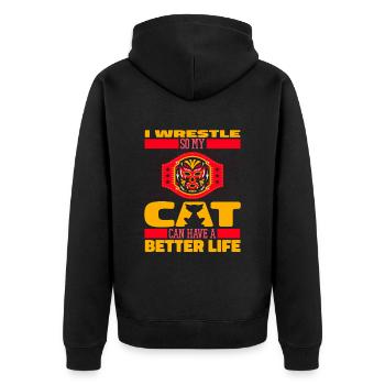 Wrestling Wrestler Katze - Unisex Premium Bio Zip Hoodie - Schwarz - Hinten - Nico (187cm)