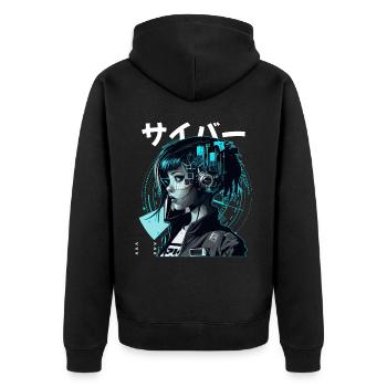 Japanese Cyber Anime Girl Cyborg Aesthetic Science - Unisex Premium Organic Zip Hoodie - black - Back - Nico (187cm)