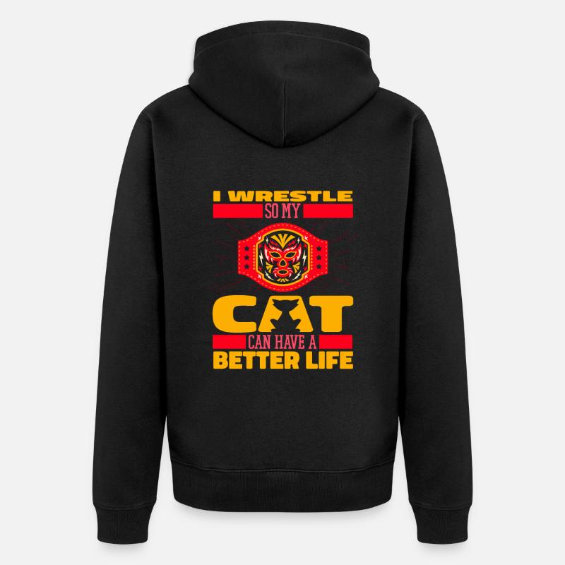 Lutte Chat lutteur - Veste à capuche bio Premium Unisexe - noir