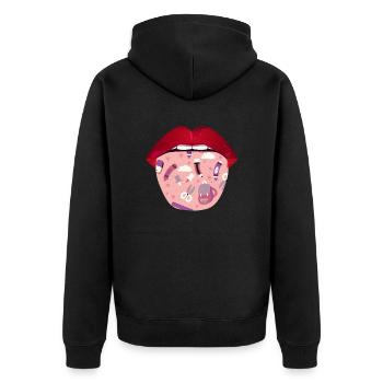 Erzieherin Kindergärtnerin Tagesmutter Lippen - Unisex Premium Bio Zip Hoodie - Schwarz - Hinten - Nico (187cm)