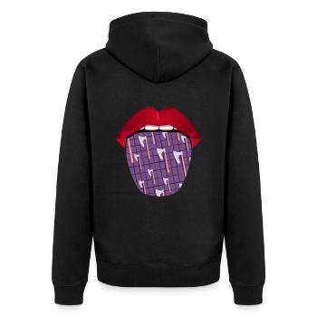 Axtwerfen Axtwerfer Lippen - Unisex Premium Bio Zip Hoodie - Schwarz - Hinten - Nico (187cm)