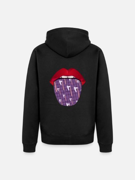 Axe Throwing Axe Thrower Lips - Unisex Premium Organic Zip Hoodie - black