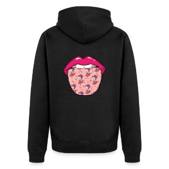 Ballet Balerina Lippen - Unisex Premium Bio Zip Hoodie - Schwarz - Hinten - Nico (187cm)