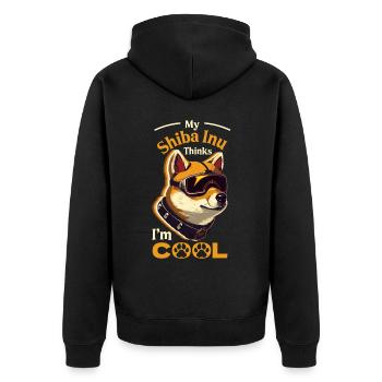 Mon Shiba Inu pense que je suis cool Japonais futuriste D - Veste à capuche bio Premium Unisexe - noir - Dos - Nico (187cm)