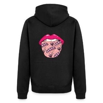 Paragleiter Paragleiten Lippen - Unisex Premium Bio Zip Hoodie - Schwarz - Hinten - Nico (187cm)