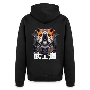 Code Bushido Anglais Bulldog Pet Dog Samu japonais - Veste à capuche bio Premium Unisexe - noir - Dos - Nico (187cm)