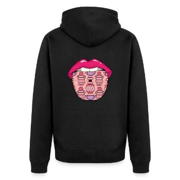 Töpfern Zunge - Unisex Premium Bio Zip Hoodie - Schwarz - Hinten - Nico (187cm)