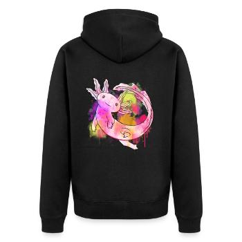 Art Academia Esthétique Axolotl Aquarelle - Veste à capuche bio Premium Unisexe - noir - Dos - Nico (187cm)