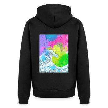 Art Academia Aesthetic Great Wave Off Kanagawa - Unisex Premium Bio Zip Hoodie - Schwarz - Hinten - Nico (187cm)