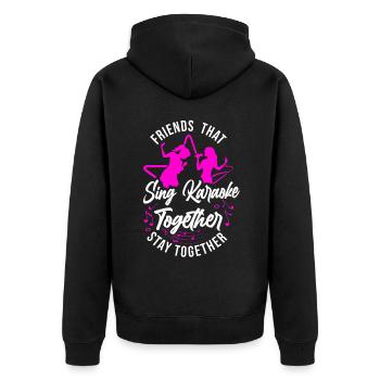 Karaoke Singer Friends That Sing - Unisex Premium Bio Zip Hoodie - Schwarz - Hinten - Nico (187cm)