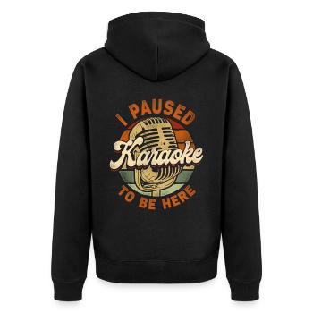Karaoke Singer Retro Vintage I - Unisex Premium Bio Zip Hoodie - Schwarz - Hinten - Nico (187cm)