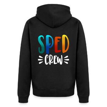 Sped Crew - Unisex Premium Bio Zip Hoodie - Schwarz - Hinten - Nico (187cm)