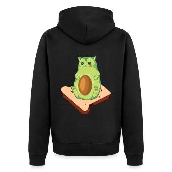 Avocado Toast Avocado Cat - Unisex Premium Bio Zip Hoodie - Schwarz - Hinten - Nico (187cm)