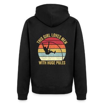 Funny pole vault pole vault with huge - Unisex Premium Organic Zip Hoodie - black - Back - Nico (187cm)