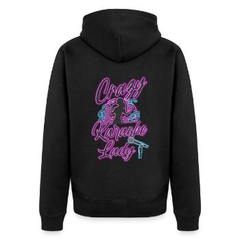 Karaoke Singer 80s Retro Crazy - Unisex Premium Bio Zip Hoodie - Schwarz - Hinten - Nico (187cm)