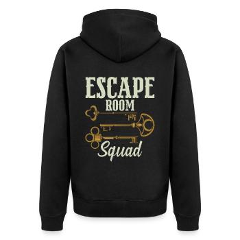 Escape Room Squad - Unisex Premium Organic Zip Hoodie - black - Back - Nico (187cm)