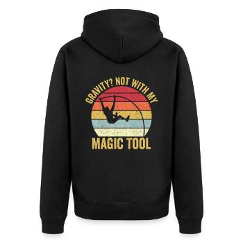Lustiger Stabhochsprung Stabhochsprung Schwerkraft - Unisex Premium Bio Zip Hoodie - Schwarz - Hinten - Nico (187cm)