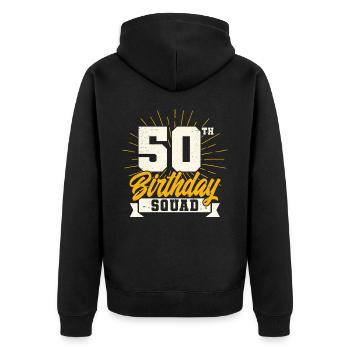 50 Geburtstag - Unisex Premium Bio Zip Hoodie - Schwarz - Hinten - Nico (187cm)
